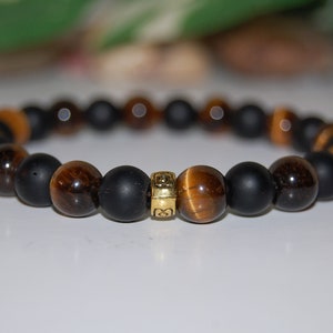 Black Onyx & Tiger Eye Bracelet,Mens Beaded Bracelet,Black Onyx Bracelet,Bracelet For Men,Man Bracelet,Yoga,Mens Matte,Protection,Meditation
