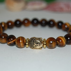 Tiger Eye Bracelet,Buddha Bracelet,Tiger Eye Gemstone 8mm Beads,Elastic Bracelet Fit All,Gemstone Stretch Bracelet,Men,Women,Yoga Bracelet
