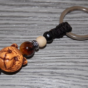 Tiger Keychain,Tiger Head Keyring,Tiger Eye Gemstone Bead,Wood,Protection Keyring,Hemp Keychain,Handmade Keychain,Braided Keychain,Gift