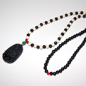 Buddha Necklace,Black Buddha,Wood Necklace,Spirituality,108 Mala Necklace,Prayer,Good Luck,Men,Woman,Yoga Necklace,Protection,Meditation