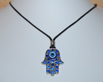 Lucky Necklace Silver Hamsa Choker Necklace Hand Of God Hand Of Fatime Evil Eye Choker Necklace Good Luck Charm Silver Hand Necklace