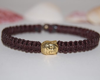 Buddha Bracelet,Golden Happy Buddha,Hemp Bracelet,Macrame Bracelet,Friendship Bracelet,Men,Women,Yoga,Protection,Meditation,Gift