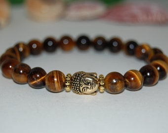 Tiger Eye Bracelet,Buddha Bracelet,Tiger Eye Gemstone 8mm Beads,Elastic Bracelet Fit All,Gemstone Stretch Bracelet,Men,Women,Yoga Bracelet