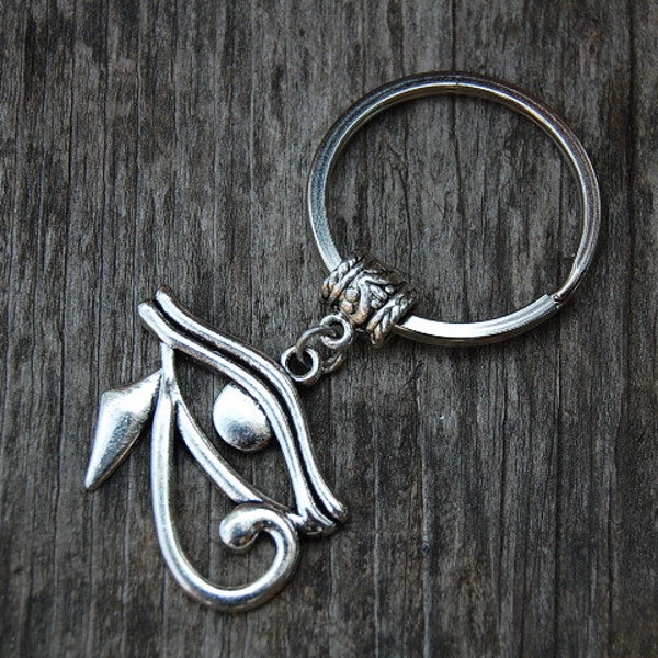 Egyptian Hawk Keychain,God Eye of Horus Ra Re Pagan Keyring,Protection Keyring,Ankh Keychain,Handmade Keychain,Man,Woman,Gift