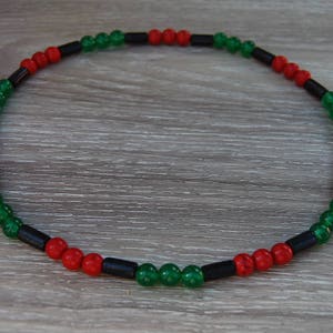 RBG Necklace,Red Black and Green Necklace,Unisex RBG Necklace,Spirituality,Wood and Stone,Man,Woman,Good Luck Necklace,Prayer,Stretch,Surfer