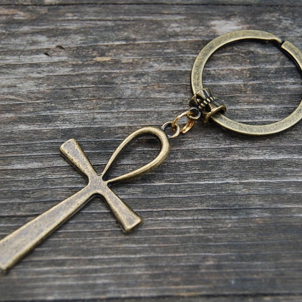 Ankh Cross Keychain,Egyptian Keyring,Protection Keyring,Ankh Keychain,Handmade Keychain,Man,Woman,Gift