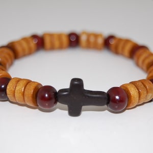 Wood Cross Bracelet,8mm Natual Wood Beads,Prayers Bracelet,Elastic,Wood Bracelet,Pray,Men,Woman,Cross Bracelet,Protection,Meditation,Gift