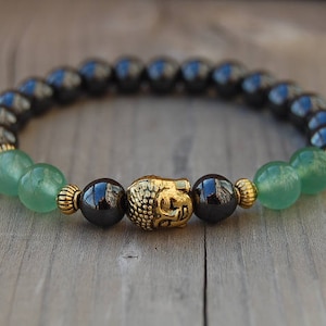 Pulsera de Buda, Pulsera Magnética de Hematita, Cuentas Magnéticas, Cuentas de Jade, Budista, Hombre, Mujer, Salud, Curación, Alivio, Protección, Meditación, Yoga