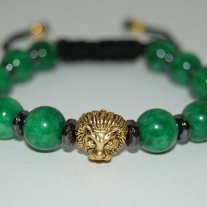 Bracciale 7 Chakra In Giada Rossa - Regolabile Con Chiusura A Moschettone