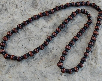 Men's Long Necklace,Brown Wood 8mm Beads, 32 inches, Protection, Kung Fu, Tai Chi,Meditation, Layering Necklace, Man,Wood Necklace