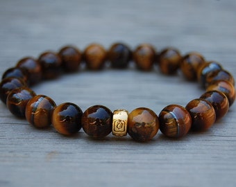 Tiger Eye Bracelet,Tiger Eye Gemstone 8mm Beads,Elastic Bracelet,Man,Woman,Mens Beaded Bracelet,Tiger Eye Gemstone Bracelet,Surfer Jewelry
