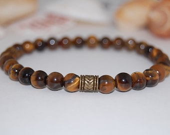 Tiger Eye Bracelet,Tiger Eye Gemstone 8mm Beads,Elastic Bracelet,Man,Woman,Mens Beaded Bracelet,Tiger Eye Gemstone Bracelet,Surfer Jewelry