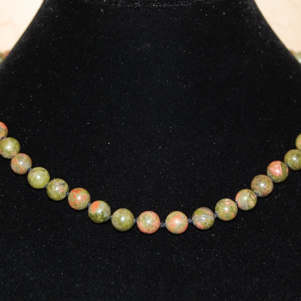 Unakite Necklace,Hand Knotted Unakite Beads,8mm Unakite Gemstone Beads,Men,Women,Yoga,Hand Knotted Necklace,Unakite Gemstone Necklace