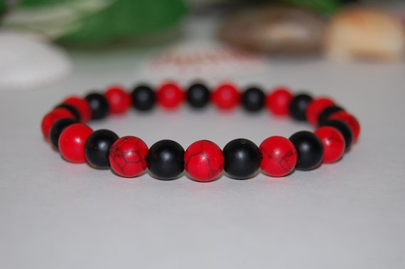 Bracelet Howlite Et Onyx 8mm Noir Mat - Fabriqué En France, Neuf Avec étiquettes
