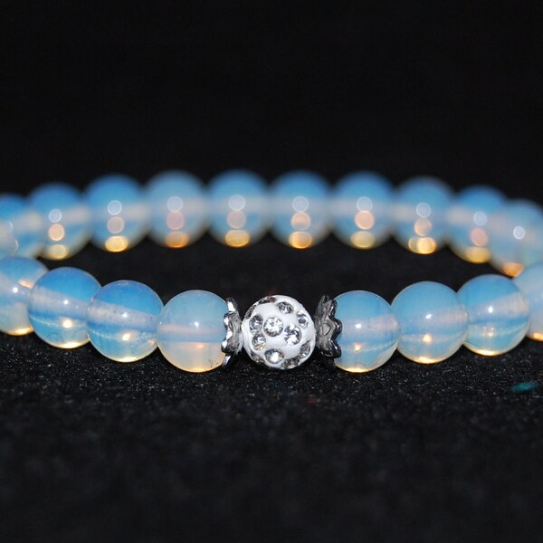 Moon stone Bracelet,Opal Moon Stone Bracelet,Yoga,Meditation Bracelet,Opalite Moon like Stone Beads Bracelet,Man,Women,Ethnic,Gift