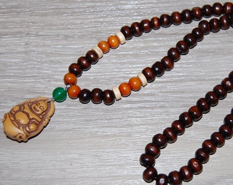 Collar de Buda, Collar de Madera, Collar Budista, Cuentas de Madera Marrones de 8 mm, Espiritualidad, Mala, Oración, Collar de Yoga, Hombre, Mujer, Protección, Meditación