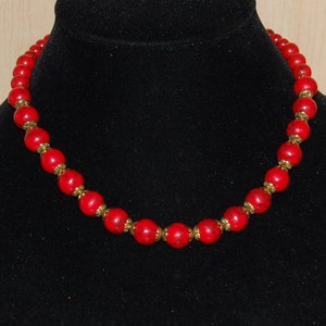 Red Howlite Necklace,Red Gemstone Necklace,Red Necklace,Red Stone Beads Necklace,Gemstone,Gift for her,Women Necklace,Ethnic Necklace,Gift