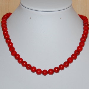Collar de howlita roja, collar de piedras preciosas rojas, collar rojo, collar de cuentas de piedra de 8 mm, piedra preciosa, regalo para ella, collar de mujer, collar étnico, regalo