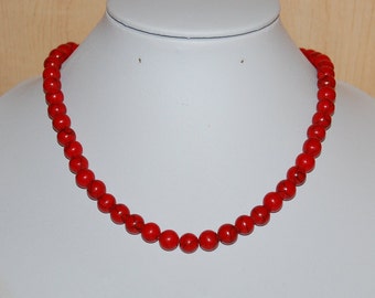 Roter Howlith Halskette,Rote Edelstein Halskette,Rote Halskette,8mm Stein Perlen Halskette,Edelstein,Geschenk für sie,Frauen Halskette,ethnische Halskette,Geschenk