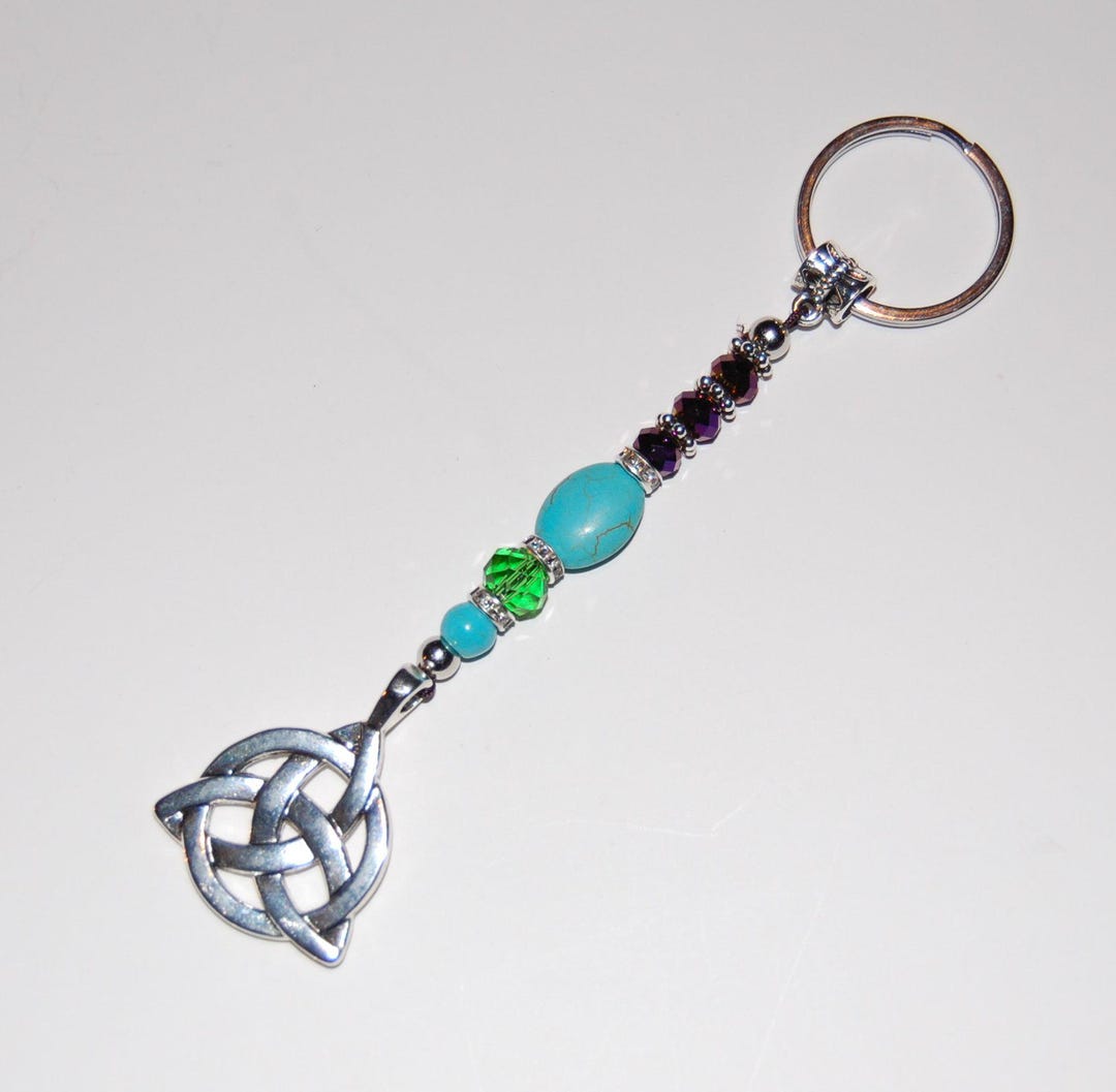Celtics Knot Keychain,trinity Keychain,celtics Keychain,turquoise Beads ...