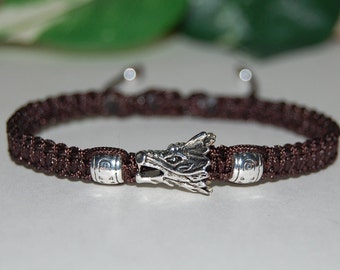 Dragon Bracelet,Silver Dragon Bracelet,Macrame Bracelet,Dragon Gifts,Man,Woman,Dragon Head Bracelet,Dragon Jewelry,Good Luck Bracelet,Gift