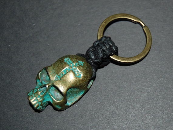 Skull Keychain,bronze Skull Keyring ,car,bag,purse,spirituality,mala,protection,meditation,yoga,boho,key Chain,unisex,gift  