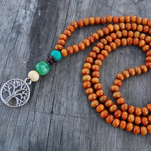 Tree of Life Necklace,Wood 8mm Beads,Spirituality,Tree of Life, Mala Prayer,Good Luck,Men,Woman,Yoga Bracelet,Protection,Meditation