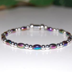 Rainbow Hematite Bracelet,Hematite Bracelet,Magnetic Closure Bracelet,Men,Women,Healthy Bracelet,Healing,Relieve,Protection,Yoga,Energy,Gift