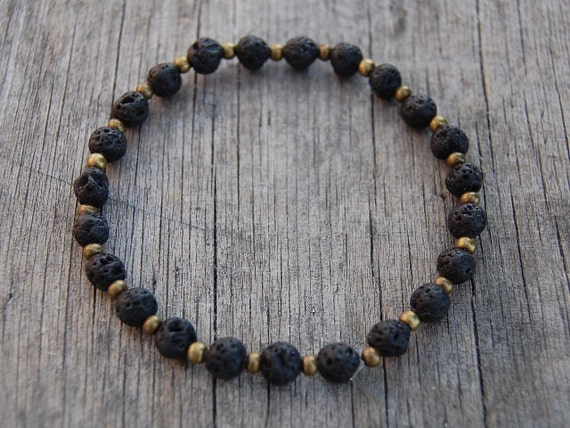 Lava Stone Beads,bronze Beads,volcano Lava Stone Bracelet,man