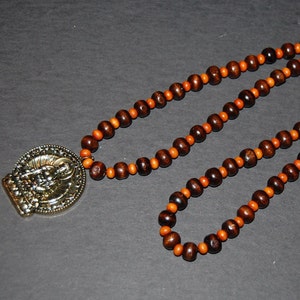 Buddha Necklace,Wood Necklace,Buddhist Necklace,Brown 8mm Wood Beads,Spirituality,Mala,Prayer,Yoga Necklace,Man,Woman,Protection,Meditation