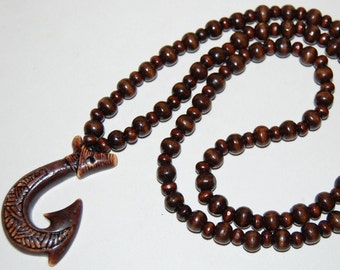 Wood Necklace,Maori Wood Necklace,Mala Necklace,Wood Beads Necklace,Meditation Necklace,Mens Necklace,Maori Necklace,Ethnic Necklace,Yoga