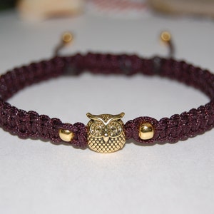 Owl Bracelet,Owl Jewelry,Owl Gifts,Golden Owl Bracelet,Good Luck String Bracelet,Owl Drawstring Bracelet,Men,Women,Owl Lover Bracelet,Gift