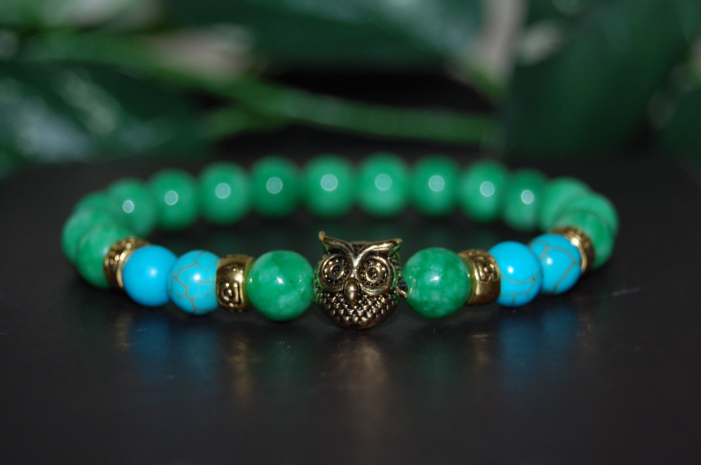 Jade Bracelet,Owl Bracelet,8mm Jade Bead,Jade Owl Bracelet,Men,Women,Owl Charm Bracelet, Owl Wisdom,
