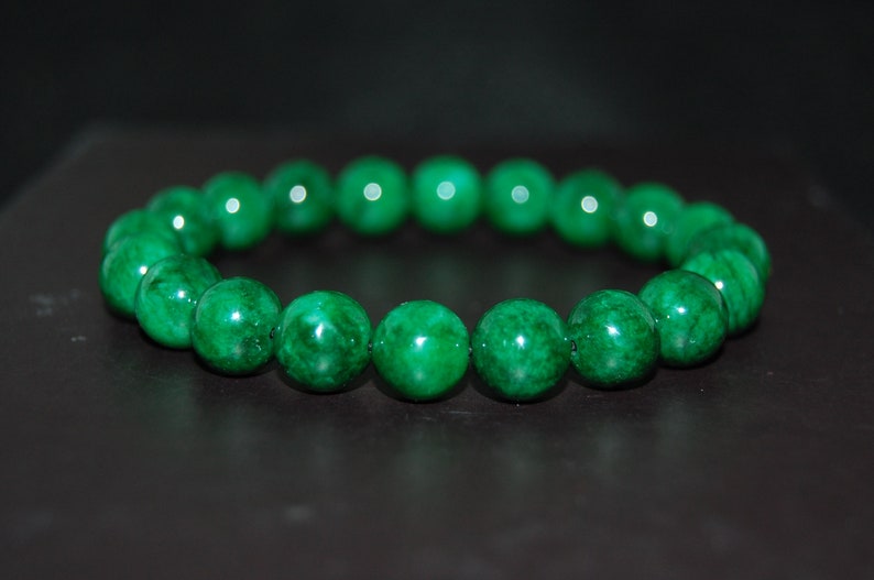 Green Jade Bracelet,Jade Bracelet,8mm Jade Gemstone Beads,Boho Bracelet,Pray,Stone Jewelry,Stretch,Gifts,Men,Women,Good Luck Bracelet,Gift image 4