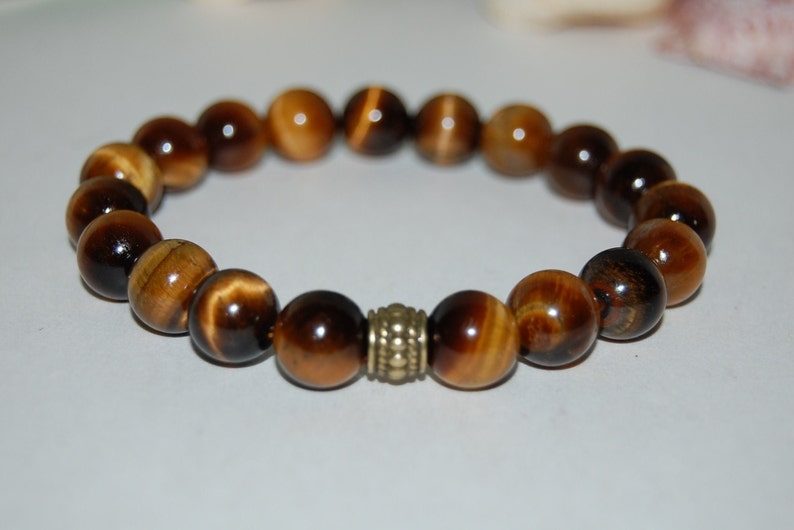 Tiger Eye Bracelet,Yellow Tiger Eye 10mm Beads,Elastic Bracelet,Man,Woman,Tiger Eye Gemstone,Tiger Eye Gemstone,Good Luck Bracelet,Gift image 5