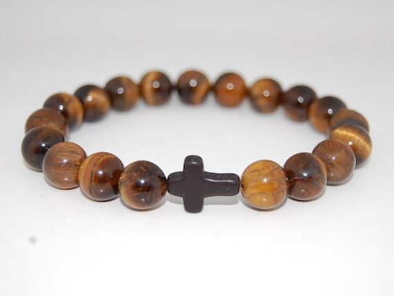 Tiger Eye Bracelet,Cross Bracelet,Tiger Eye,Yellow Tiger Eye Gemstone,8mm  Beads,Man,Mens Beaded Bracelet,Tiger Eye Gemstone Bracelet,Surfer