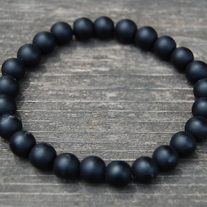 Black Onyx Bracelet,Gemstone Bracelet,8mm Beads,Stretch Bracelet,Boho,Man,Woman,Onyx Bracelet,Matte Onyx Bracelet,Unisex Beaded Bracelet