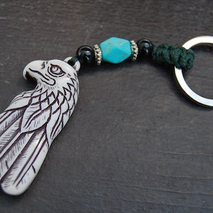 Eagle Keychain,Turquoise Gemstone Beads,Eagle Keyring,Macrame Friendship,Hemp Keychain,Handmade Keychain,Man,Woman,Gift,Ethnic Keychain