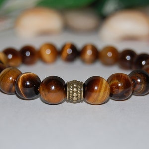 Tiger Eye Bracelet,Yellow Tiger Eye 10mm Beads,Elastic Bracelet,Man,Woman,Tiger Eye Gemstone,Tiger Eye Gemstone,Good Luck Bracelet,Gift image 3