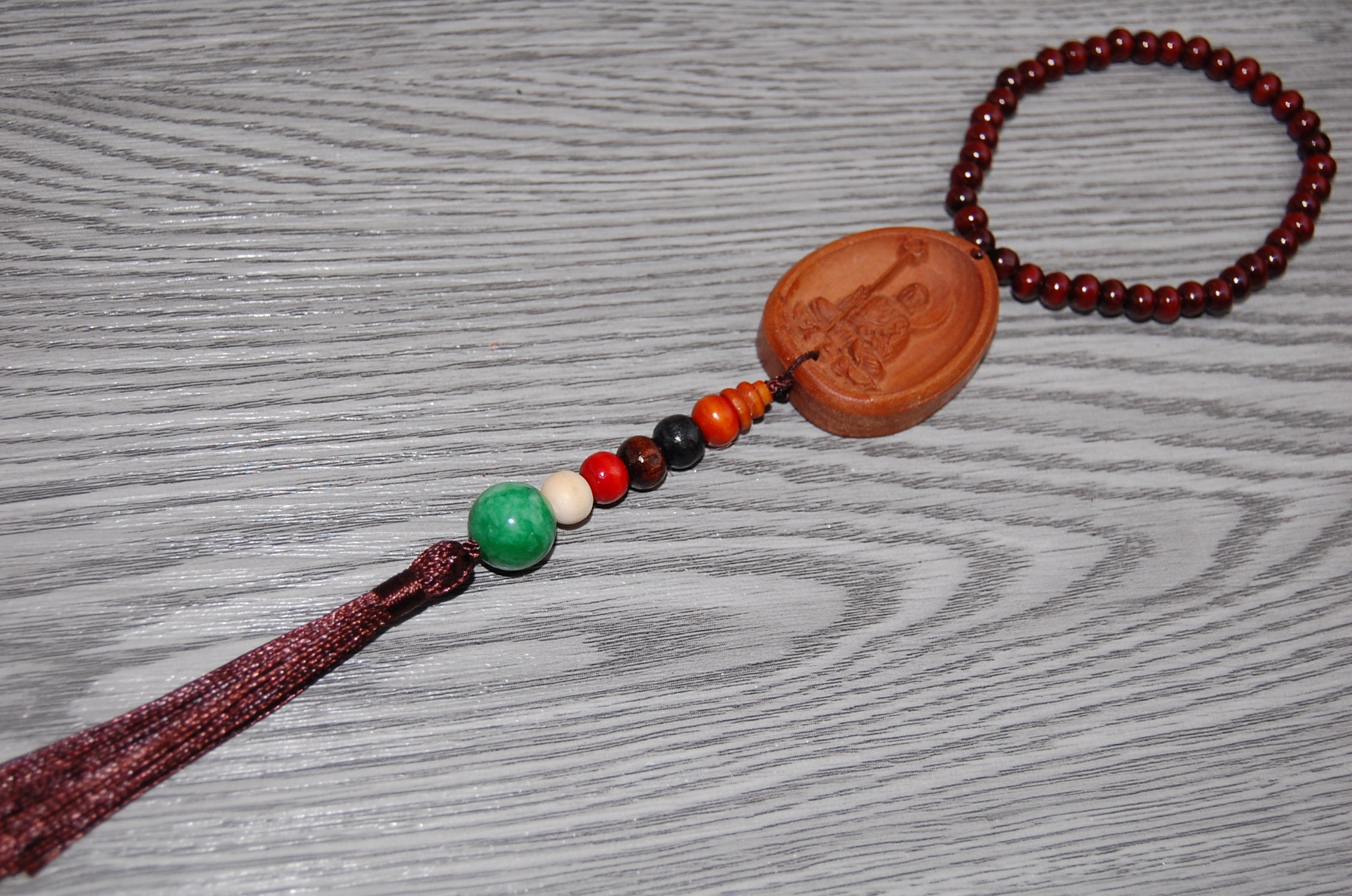 Buda de madera colgante jade madera encanto espejo de | Etsy