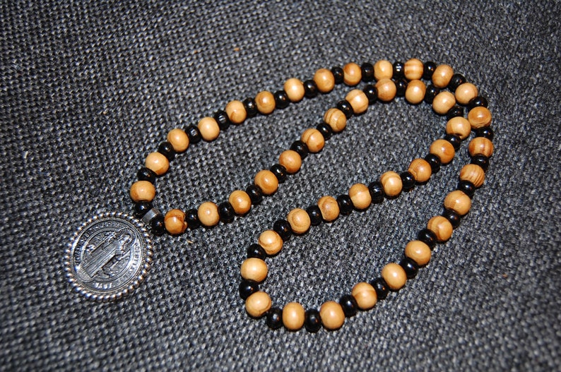 St.Benedict Necklace,Benedictine Blessing Necklace,Wood Necklace,St.Benedict Wood Necklace,St.Benedict Medal,Man,Woman,Spiritual,Prayer,Gift