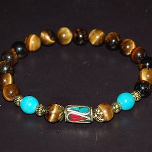 Tiger Eye Bracelet,Tiger Eye Gemstone 8mm Beads,Elastic Bracelet,Man,Woman,Mens Beaded Bracelet,Tiger Eye Gemstone Bracelet,Surfer Jewelry
