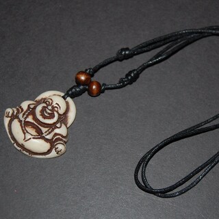 COAI Collana Uomo/Donna In Onice E Ossidiana Con Ciondolo Buddha Maitreya – Regalo Spirituale