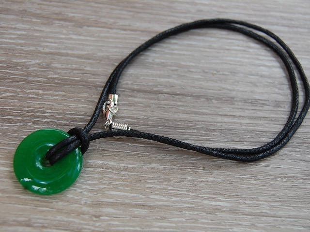 Jade Pendant Necklace,Cord Necklace,Choker Necklace,Jade Circle Penda…