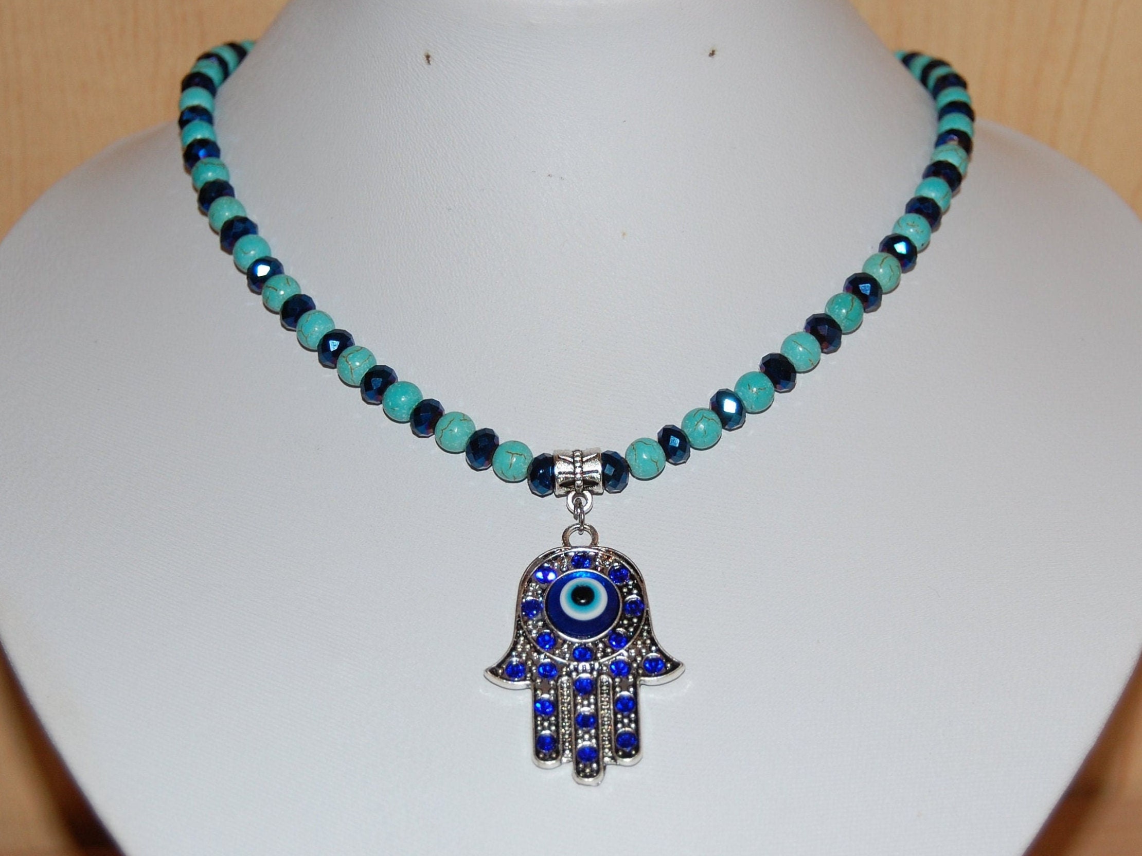Hamsa Hand Necklace,evil Eye Necklace,turquoise Necklace,blue