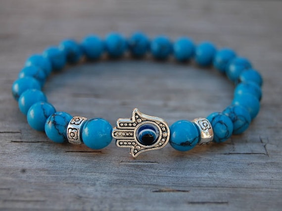 Blue Amazonite, Marble Howlite, & White Lava Gemstone Bracelets