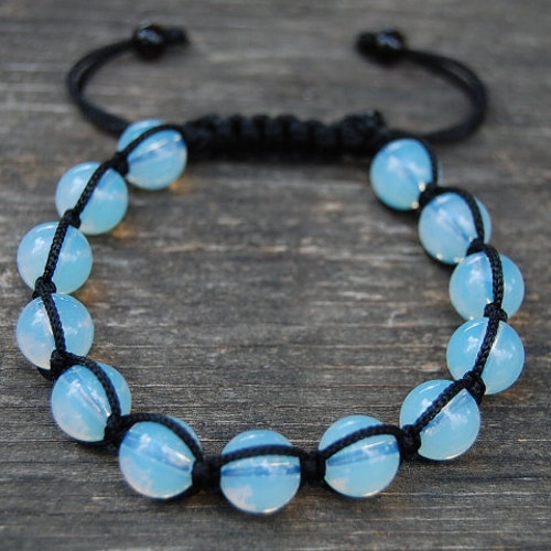 Opal Moon Stone Bracelet Yoga Meditation Bracelet 8mm Opalite Moon like Stone Beads Man Women Ethnic Gift 