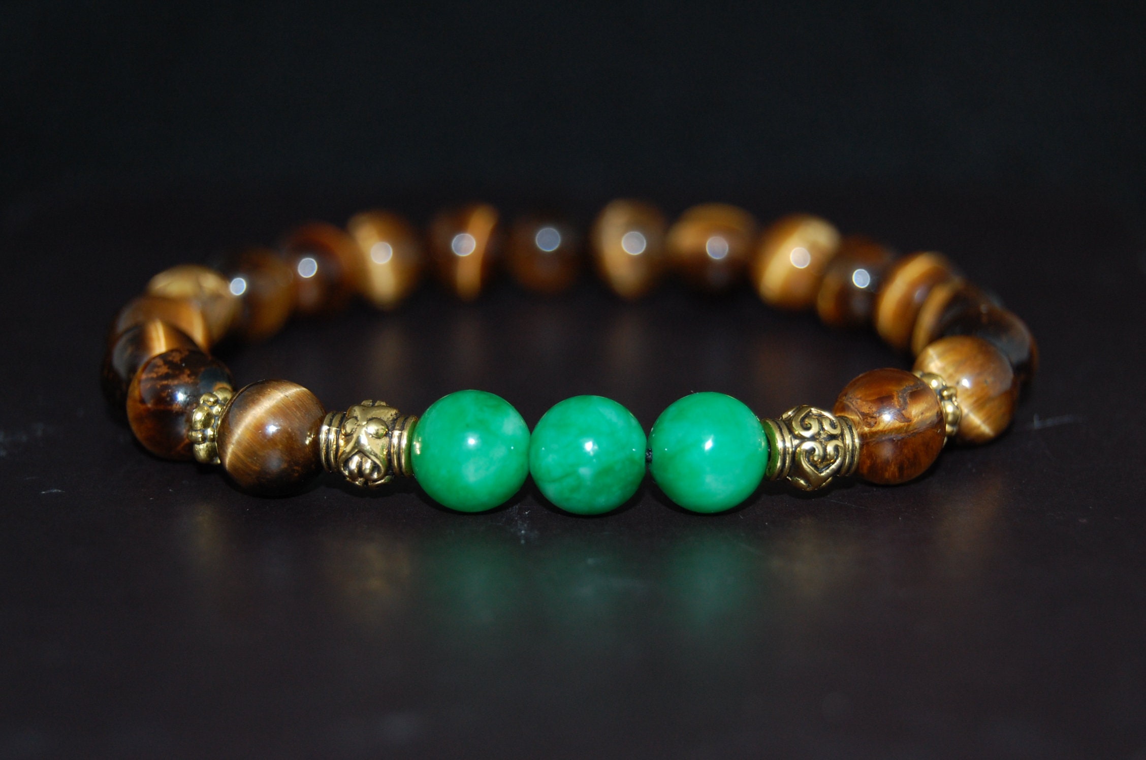 Tiger Eye BraceletTiger Eye and Jade Gemstone 8mm Etsy