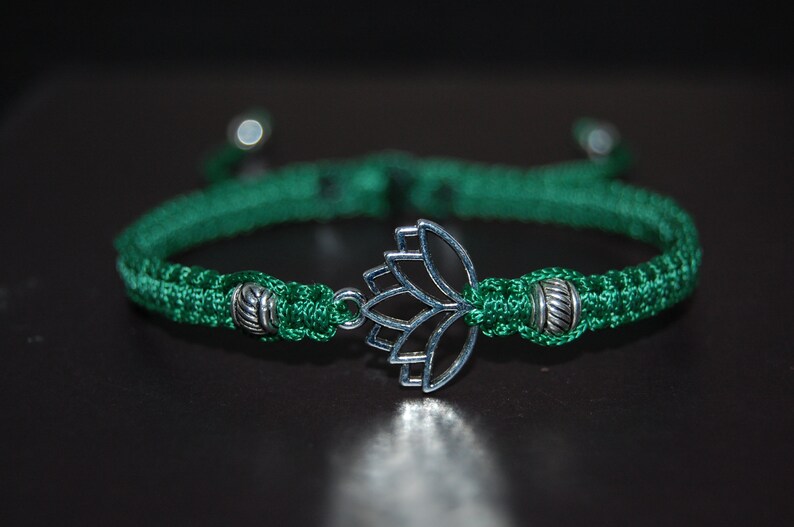 Lotus Bracelet,Hemp,Good Luck String Bracelet,Adjustable Drawstring,Pray,Men,Women,Yoga Bracelet,Mala,Protection,Meditation,Gift