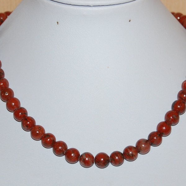 Red Jasper Necklace,Red Jasper Gemstone Necklace,8mm Gemstone Beads,Man,Woman,Classic Necklace,Spirituality,Pray,Yoga,Protection,Meditation